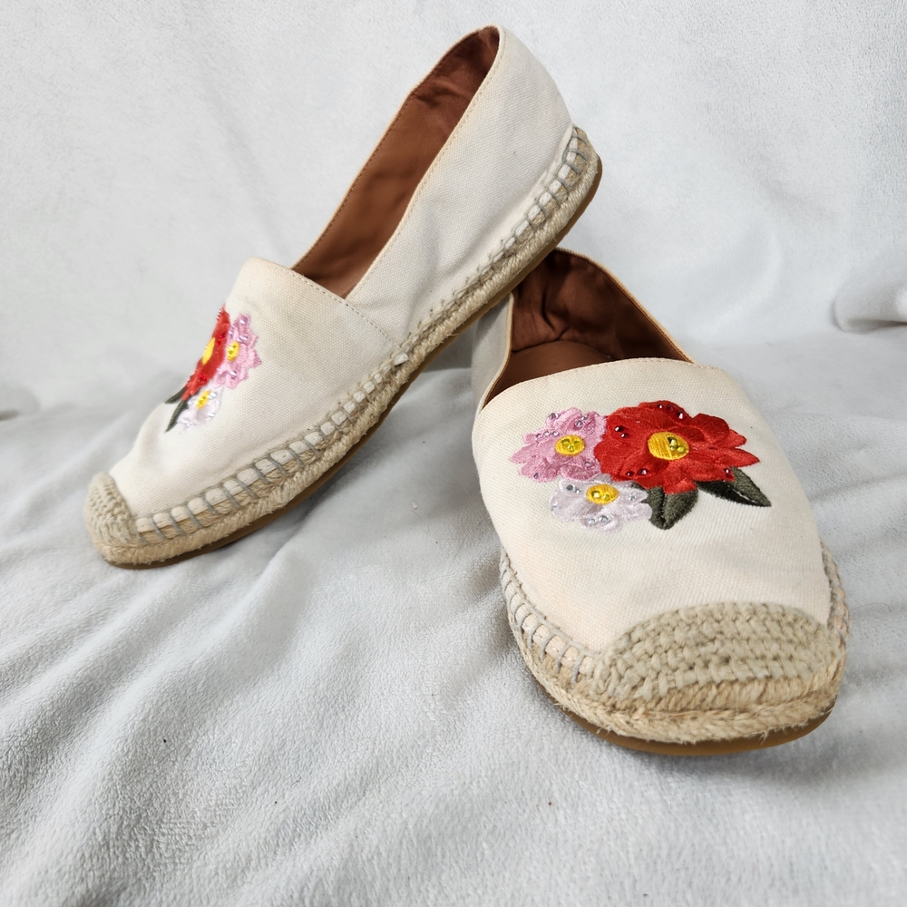 Kate Spade Dahlia Espadrille - Embroidered Floral Design with Accent Rhinestones